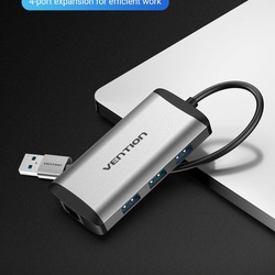 Vention USB 3.0 to USB3.0 (3 PORTS) + Gigabit Ethernet  Aluminum Alloy Docking Station-CKBHB