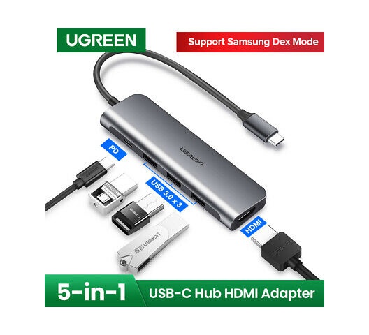 Ugreen USB-C Multifunction 5 in 1 HUB,USB-C to USB 3.0 (2 Ports) + HDMI ...