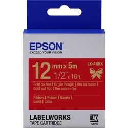 Epson LK4PBK 12mm Gold on Red Ribbon Cartridge