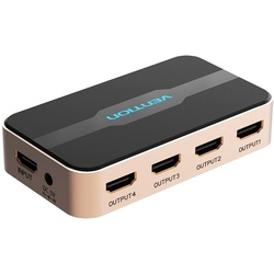 Vention 1 In 4 Out HDMI Splitter 4K@30Hz Gold Aluminum Alloy Type, ACCG0