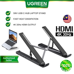 Ugreen Foldable 5 in 1 Laptop Stand Docking Station,  USB-C to USB 3.0 (2 Ports) + HDMI + SD & TF Card Reader + USB-C PD