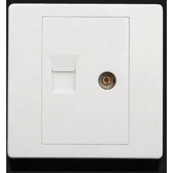 RJ45 + TV Aerial Coaxial Wall Faceplate