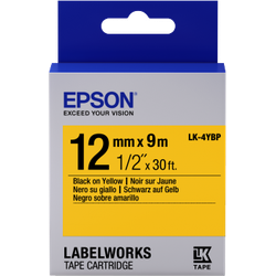 Epson LC-4YBP9 or LC-4YBW9 Label Cartridge Pastel Black/Yellow Tape 12MM (9M)