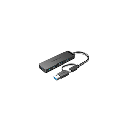 Vention 4-Port USB 3.0 Hub with USB-C & USB 3.0 2-in-1 Interface and Power Supply 0.15M ABS Type - CHTBB