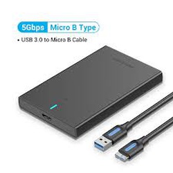 Vention 2.5 Inch SATA Hard Drive Enclosure (USB 3.0 Micro-B) Black, KPAB0