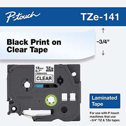 Brother Tape TZE-141 6mm Black on Clear