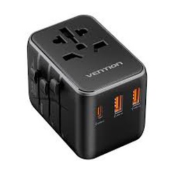 Vention 3-Port USB (C + A + A) Universal Travel Adapter (20W/18W/18W) Black, FJEB0