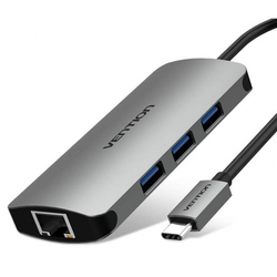 Vention Type C to Multi-Function 4 IN 1 Docking Station,  Type C to USB 3.0 (1 PORT) + VGA + HDMI + TYPE C PD