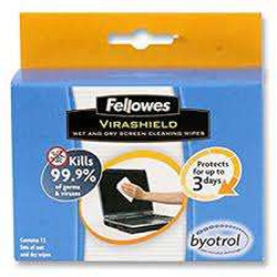 Fellowes V/Shield Wet and Dry Screen Wipes 2211801