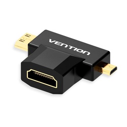 Vention 2 in 1 Mini HDMI and Micro HDMI Male to HDMI Female Adapter Black, AGFB0