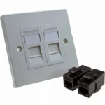 Cat6 Double port Network Data Faceplate with Keystone