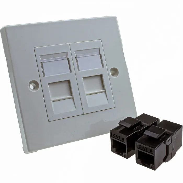 Cat6 Double port Network Data Faceplate with Keystone