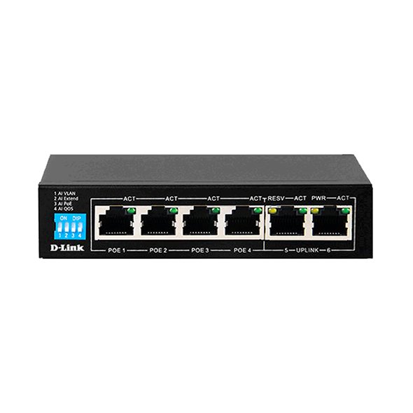 D-Link DES-F1006P-E 6-Port Unmanaged PoE Switch