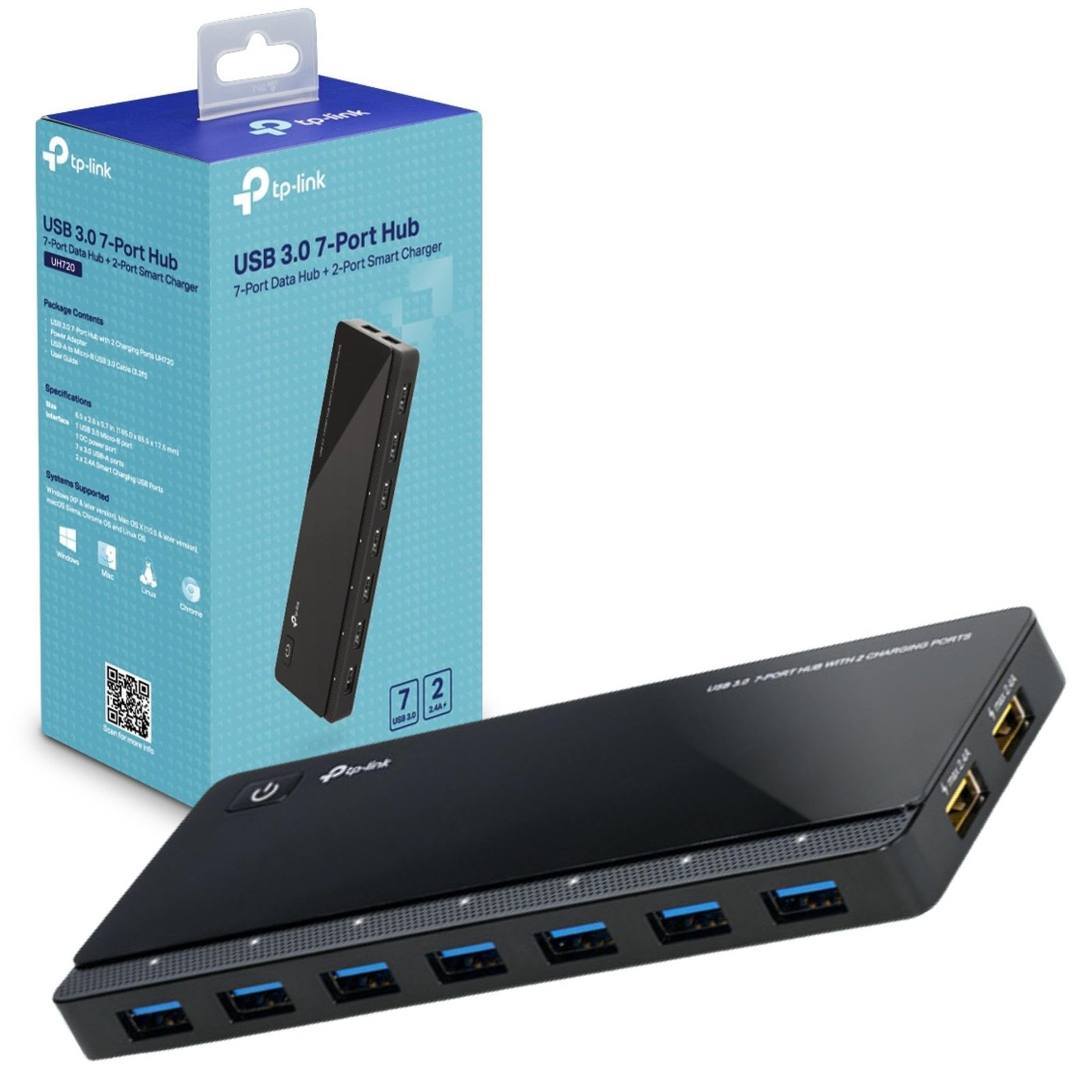 TP-Link USB 3.0 7-Port Hub with 2 Charging Ports, UH720