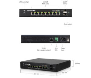 Ubiquiti EdgeSwitch 8-Port Managed PoE+ Gigabit Switch with SFP 150W [ES-8-150W]