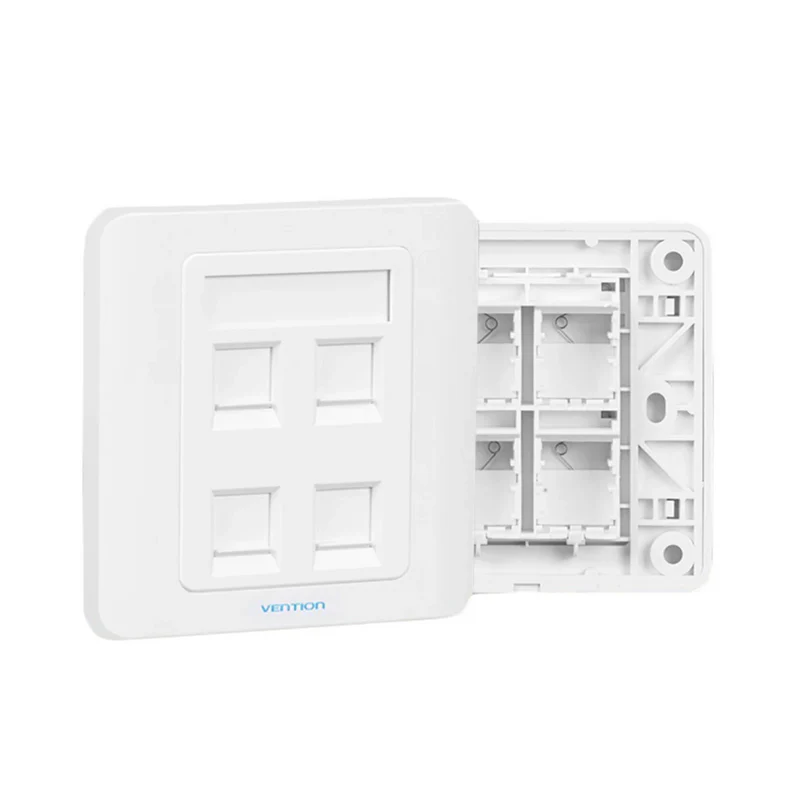 Vention 4-Port Keystone RJ45 Jack Wall Plate