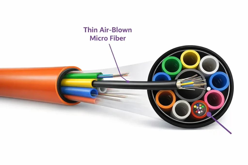 48 Core Single-mode Air Blown Duct Micro Fiber Optic Cable