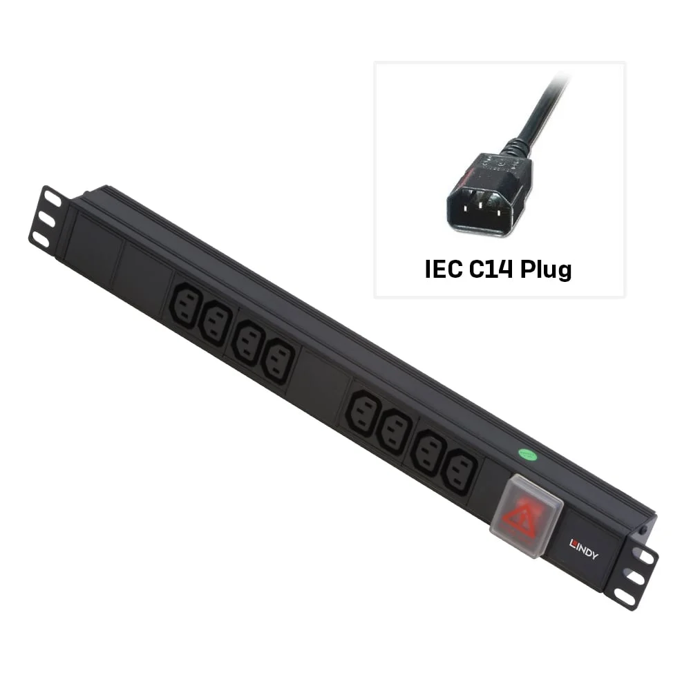8 Way 1U Horizontal PDU Server Rack Plug