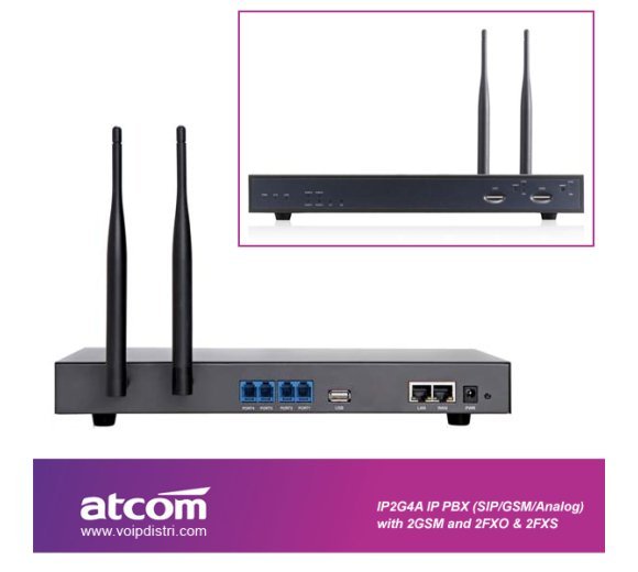 ATCOM IP2G4A 2 GSM channels 4 FXO/FXS ports IP-PBX