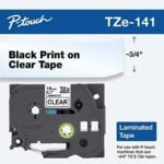 Brother Tape TZE-141 6mm Black on Clear