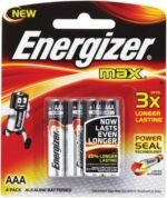 Energizer Tripple AAA Alkaline 4-Pack Batteries