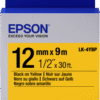 Epson LC-4YBP9 or LC-4YBW9 Label Cartridge Pastel Black/Yellow Tape 12MM (9M)
