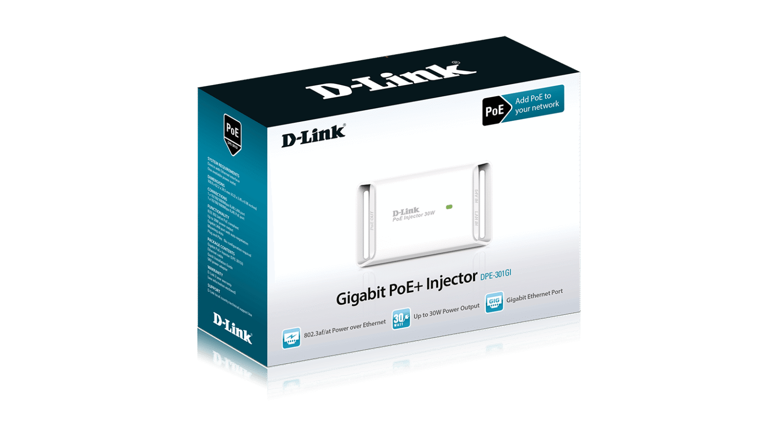 D-Link DPE-301GI Gigabit PoE+ Injector