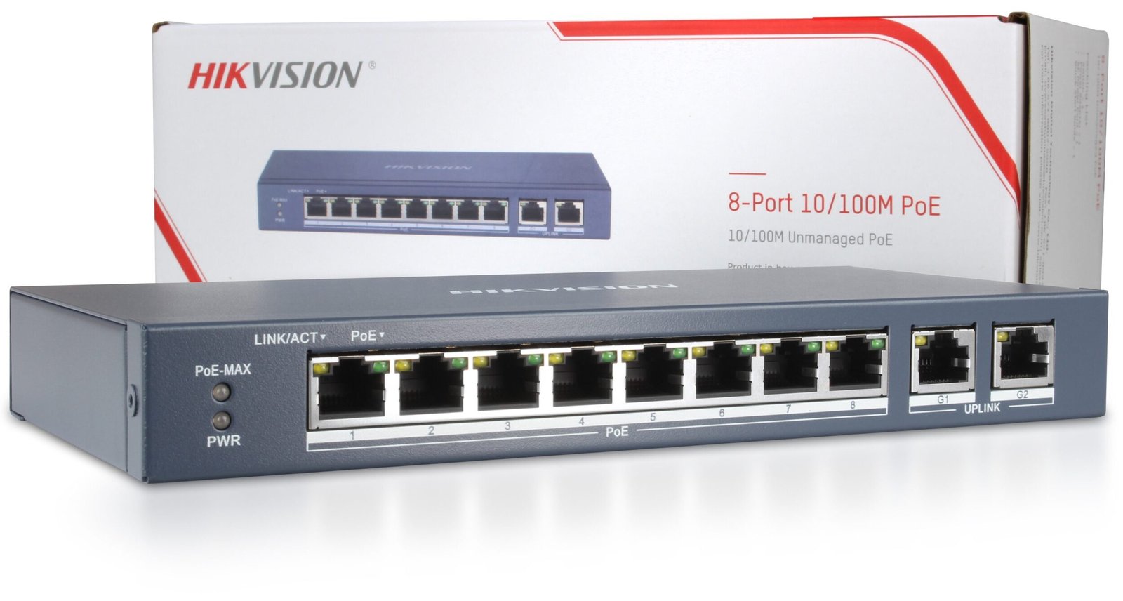HIKVISION DS-3E0310P-E/M 8 × 10/100Mbps PoE ports, and and 2 × Gigabit RJ45 port Unmanaged POE Switch 65W
