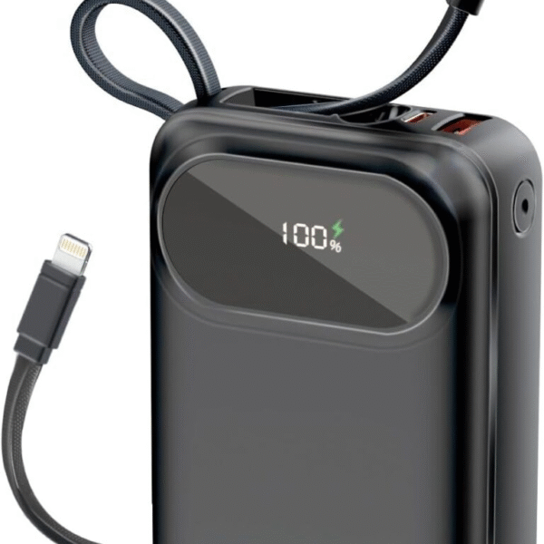 Promate POWERPOD-20 BLACK 20000mAh Compact Power Bank with Built-In Cables