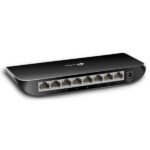 Tp-Link TL-SG1008D 8-Port Gigabit Desktop Switch MAC Address Table Size ~4K addresses WiFi Stock +1 Jumbo Frame Support Up to 15 KB TP-Link +1 Power Consumption Max ~4.6 W (around 220V/50Hz) LinkDataGuard +2 WiFi Stock +2 Dimensions ~180 × 90 × 25.5-26 mm (≈ 7.1 × 3.5 × 1.0 in) LinkDataGuard +1 Operating Environment 0 °C to 40 °C; humidity non-condensing etc. LinkDataGuard +1 Design Fanless, plug-and-play unmanaged switch; can be desktop- or wall-mounted. LinkDataGuard +1 ⚠️ Strengths & Limitations Strengths: Very good value for adding Gigabit ports (8) cheaply. Low power usage & “green” features help reduce electricity draw. Silent operation (fanless). Reliable brand, good for small office / home networks. Limitations: Unmanaged: no advanced features like VLANs, QoS settings etc. Plastic housing, so not rugged for harsh environments. For very heavy loads, Gigabit per port is good but may be saturated if many simultaneous high-bandwidth connections.