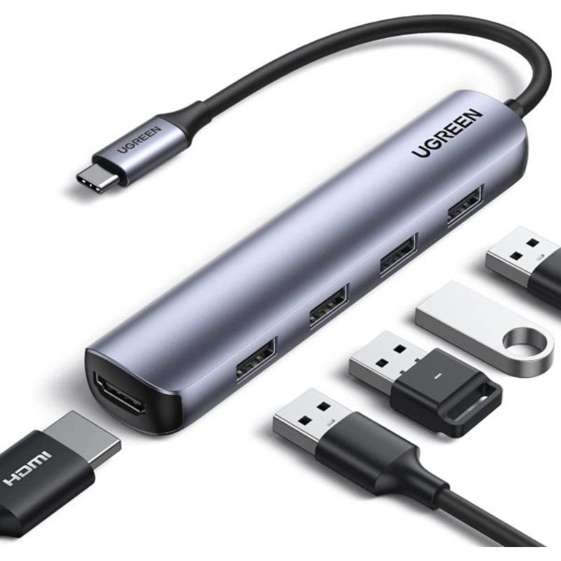 UGREEN USB-C to 4*USB 3.0 + HDMI Adapter – CM417