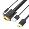 Vention HDMI To VGA Cable With Audio Output And USB Power Supply 1.5M Black – ABIBG