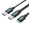 Vention USB3.0 A Male to Micro B Male Hard Disk Cable with USB2.0 Male 1M Black – VAS-A62-B100
