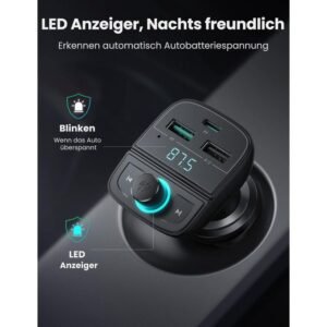 UGREEN Bluetooth Car Charger (5.0+PD+QC3.0) Black – CD229
