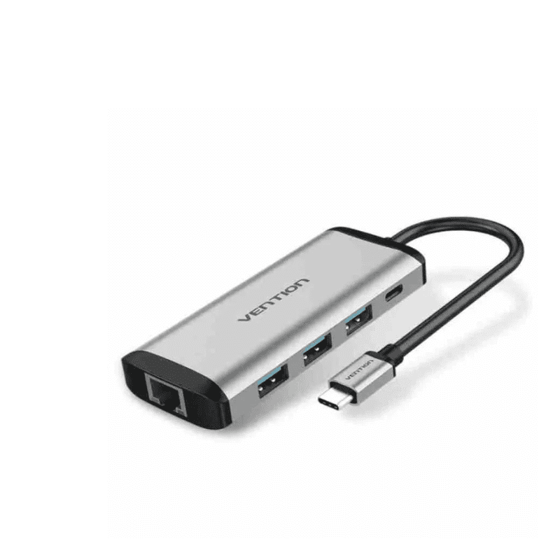 Vention USB-C Multi-function 5 in 1 Docking Station (USB 3.0/Gigabit Ethernet/PD) Gray – TGDHB