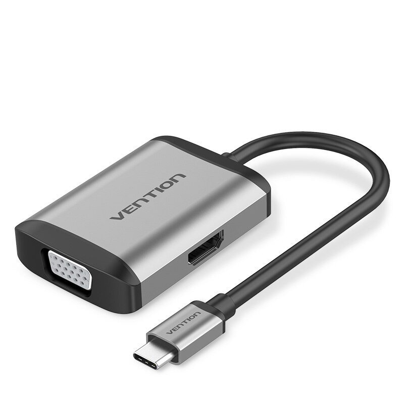 Vention Type-C to HDMI/VGA/USB3.0/PD Converter 0.15M Gray Metal Type – TFAHB