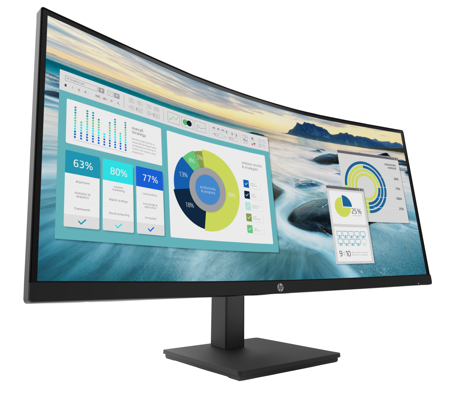 HP P34hc G4 34" WQHD USB-C Curved Monitor, Integrated Speakers, Height/Tilt Adjustable, Black - Model No: 21Y56AS