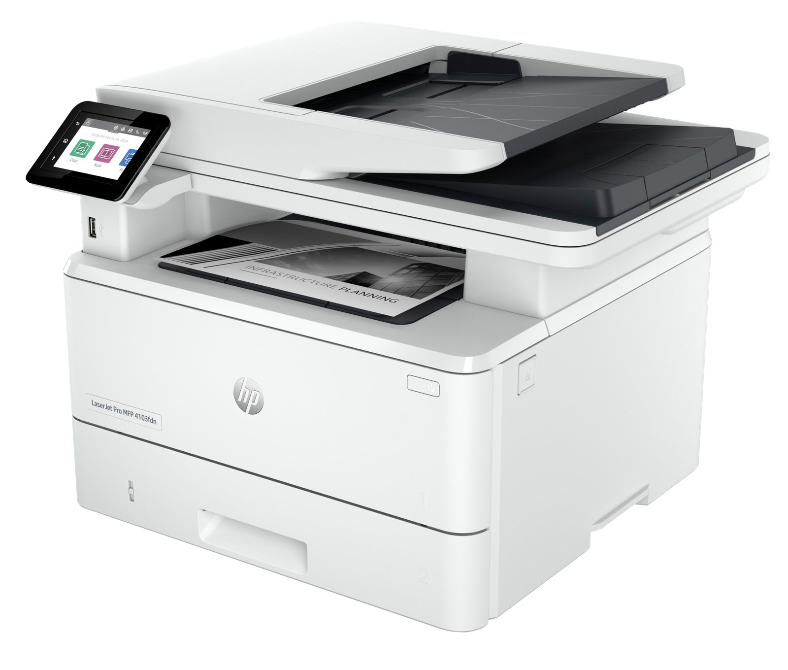 HP LaserJet Pro MFP 4103fdn Printer, Print/Copy/Scan/Fax, Duplex, ADF, Ethernet/USB - Model No: 2Z628A - Image 3