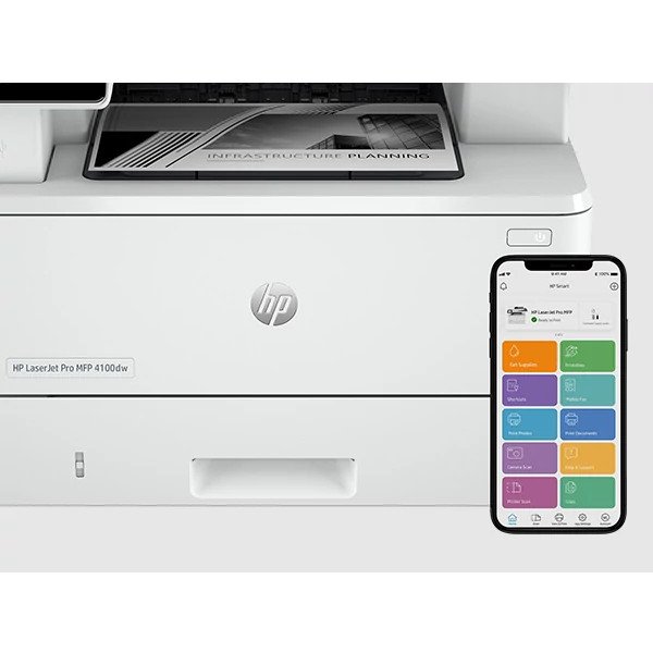 HP LaserJet Pro MFP 4103fdn Printer, Print/Copy/Scan/Fax, Duplex, ADF, Ethernet/USB - Model No: 2Z628A - Image 2