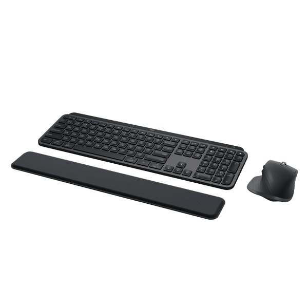 Logitech MX Keys S Wireless & Bluetooth Keyboard + Palmrest and Mouse Rechargeable Combo, Graphite - Model No: 920-011614