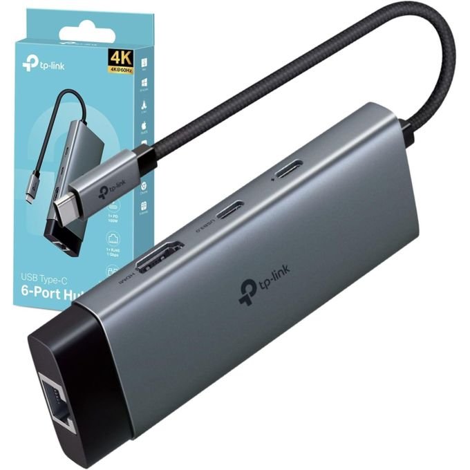 TP-Link 6-Port USB-C Hub (RJ45, 2x USB-A, HDMI, PD, USB-C) - Model No: TL-UH6120C