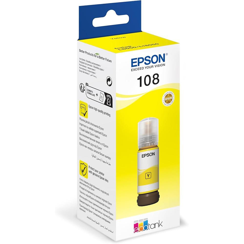 Epson 108 Yellow Ink Cartridge 70ml - for L18050, L8100, L8050 - Model No: C13T09C44A